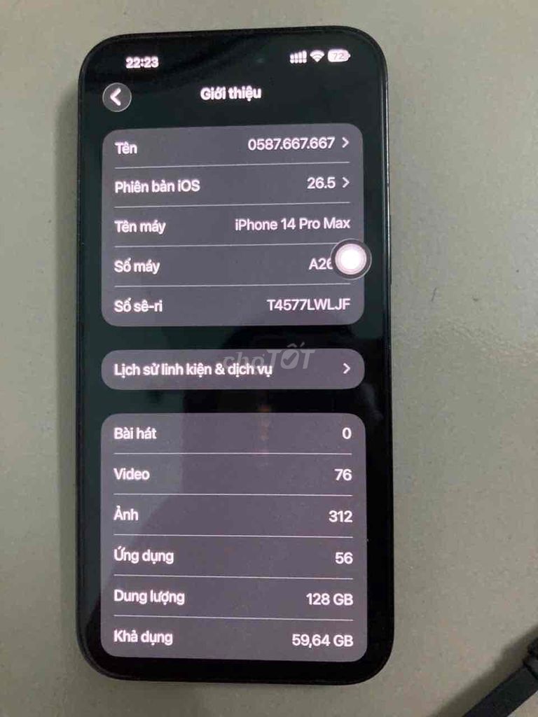 Apple iPhone 14 Pro Max 128GB Đen. Mua bán Điện thoại tại Thành phố Thủ Đức Tp Hồ Chí Minh được đăng bởi hoàng nguyễn hình 1