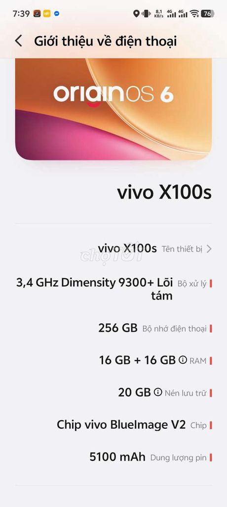 Vivo X100s 16/256GB. Mua bán Điện thoại tại Thành phố Thủ Đức Tp Hồ Chí Minh được đăng bởi Thương hình 1