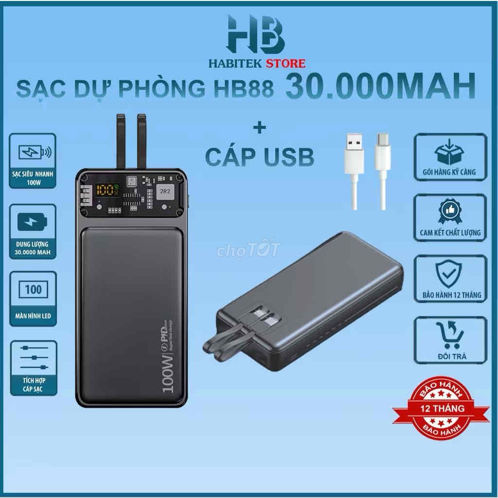 Sạc Dự Phòng 30000mah Habitek HB88 Hỗ Trợ Sạc Nhan. Mua bán Phụ kiện (Màn hình, Chuột...) tại Quận Ba Đình Hà Nội được đăng bởi taphoaxinh hình 1