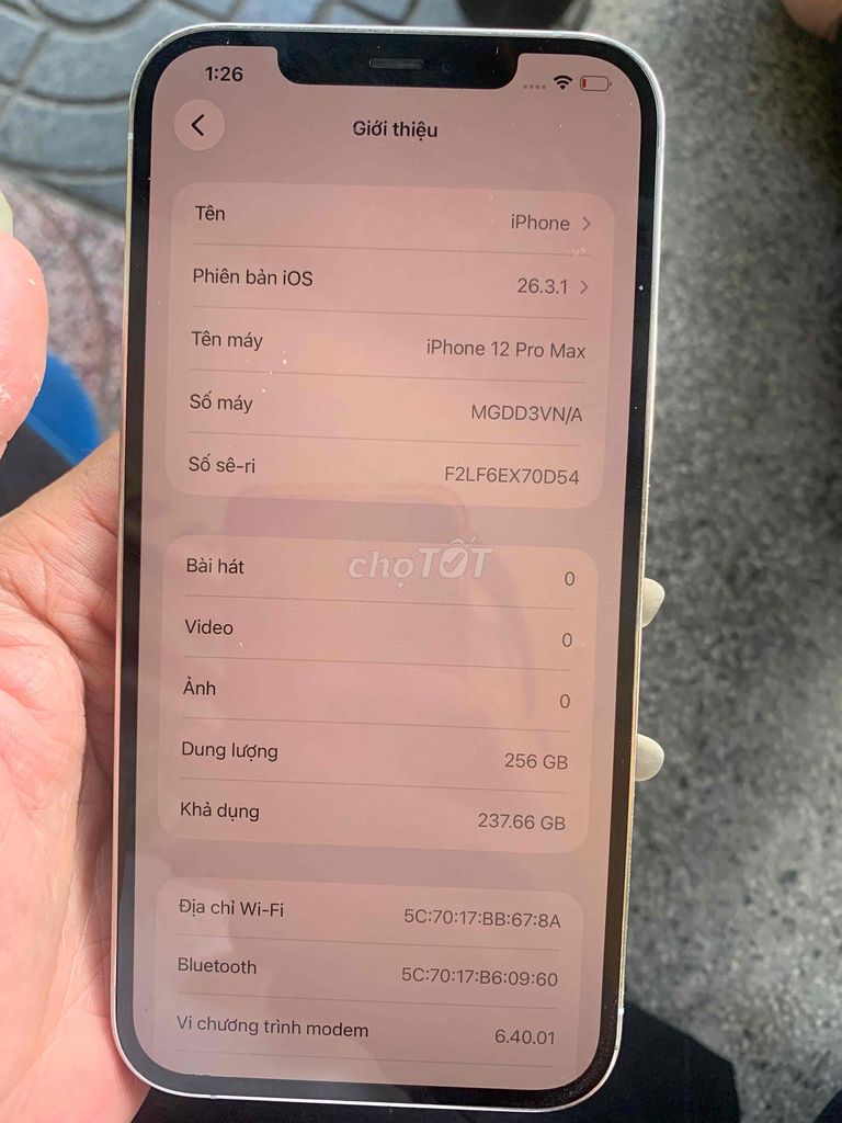 iPhone 12 ProMax 256Gb Trắng. Mua bán Điện thoại tại Thành phố Bà Rịa Bà Rịa - Vũng Tàu được đăng bởi NGUYỄN VŨ HOÀNG NAM hình 1