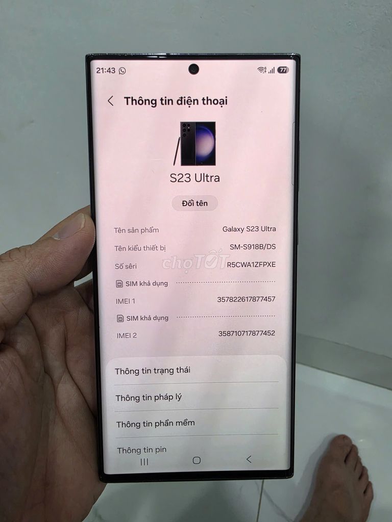 Samsung S23 Ultra 512GB Đen Like New. Mua bán Điện thoại tại Quận Hoàng Mai Hà Nội được đăng bởi Nguyễn Hùng hình 1