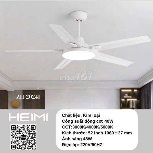 QUẠT TRẦN LED HEIMI, có điều khiển từ xa, ZH-2024F