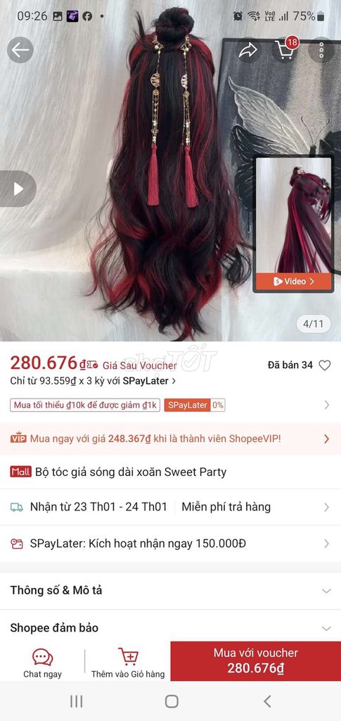 Tóc giả nữ nguyên đầu xoăn. Mua bán Phụ kiện thời trang khác tại Thành phố Vĩnh Long Vĩnh Long được đăng bởi ST STORE chuyên sỉ hình 1