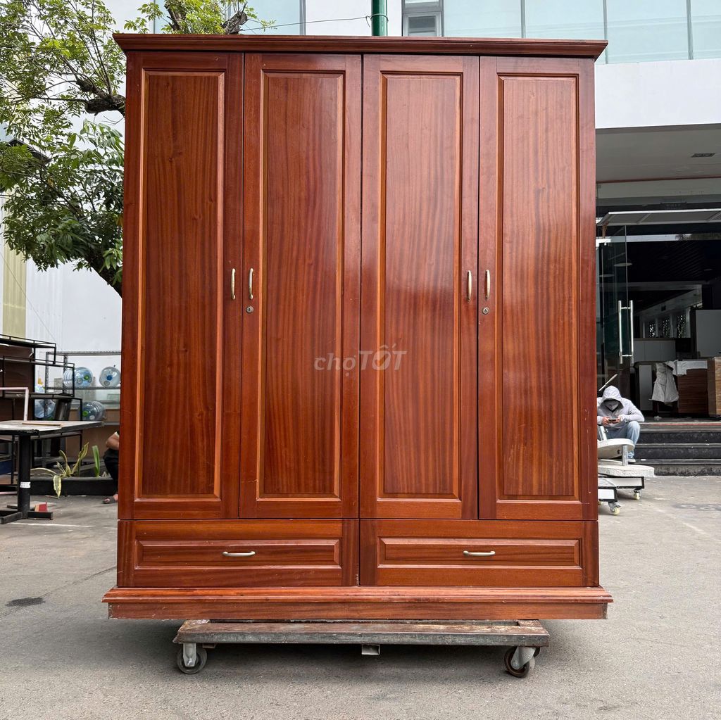 G160426 Tủ quần áo 4 cánh gỗ xoan đào. Mua bán Tủ, kệ gia đình tại Quận Cẩm Lệ Đà Nẵng được đăng bởi Huỳnh Hà  hình 1