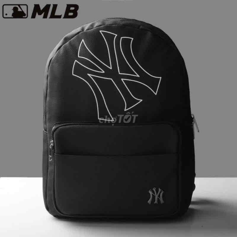 BALO MLB LOGO SẮT MÀU ĐEN DA SẦN