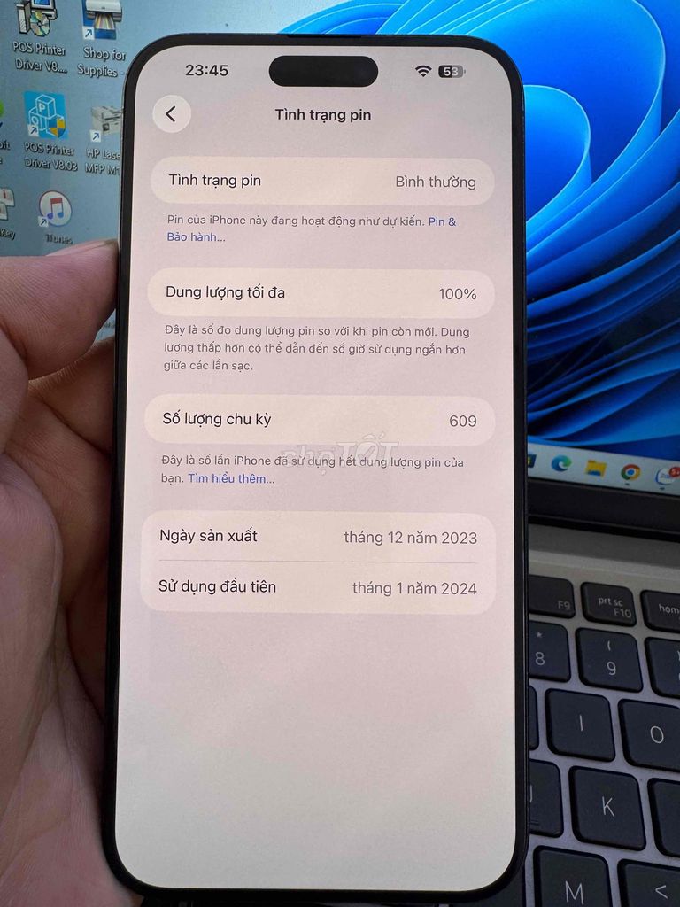 Apple iPhone 15 Pro Max 256GB Xanh 98%. Mua bán Điện thoại tại Quận 6 Tp Hồ Chí Minh được đăng bởi QUỐC THIÊN BÁN GÓP 0 ĐỒNG  hình 1