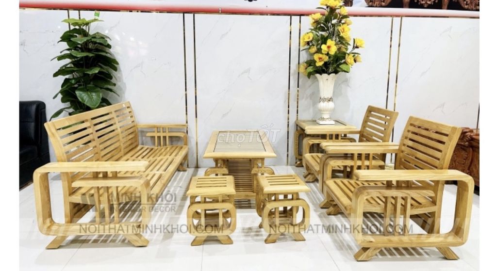 Bộ bàn ghế phòng khách Gỗ Vàng nhạt. Mua bán Bàn ghế tại Quận Tân Phú Tp Hồ Chí Minh được đăng bởi Le Kieu hình 1
