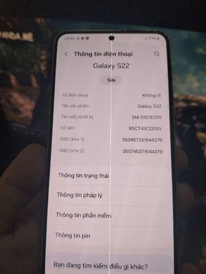 Samsung Galaxy S22 Trắng màn hình sọc