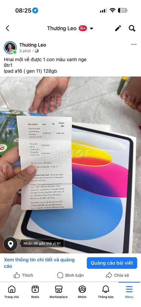 IPAD GEN 11 ( A16 ) 128GB New 100%. Mua bán Máy tính bảng tại Quận Cái Răng Cần Thơ được đăng bởi Thương Bùi hình 1