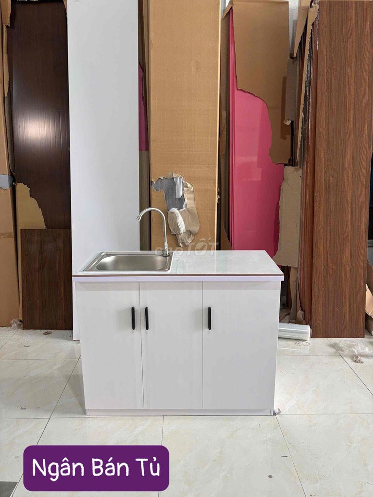 Tủ bếp Nhựa Đài Loan Trắng 1m // Kèm bồn vòi. Mua bán Nội thất, đồ gia dụng khác tại Quận 4 Tp Hồ Chí Minh được đăng bởi KIM NGÂN BÁN TỦ hình 1