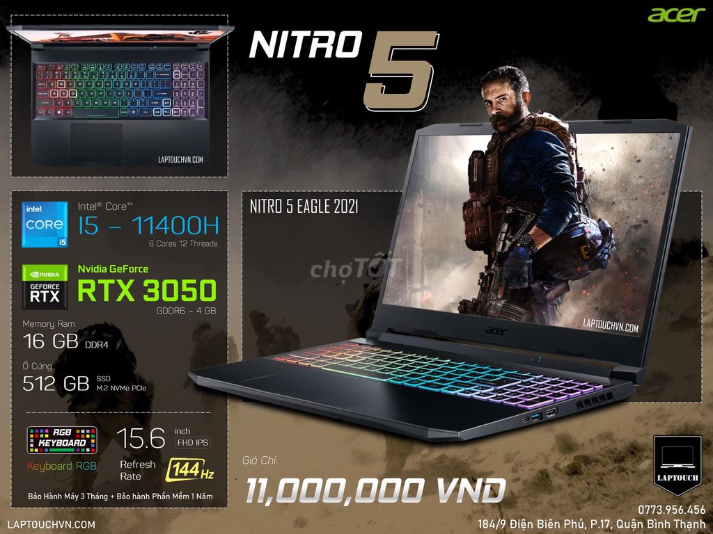 Acer Nitro 5 Eagle 2021 [ AN515-57 ]. Mua bán Laptop tại Quận Bình Thạnh Tp Hồ Chí Minh được đăng bởi Cửa Hàng Máy Tính Laptouch VN hình 1