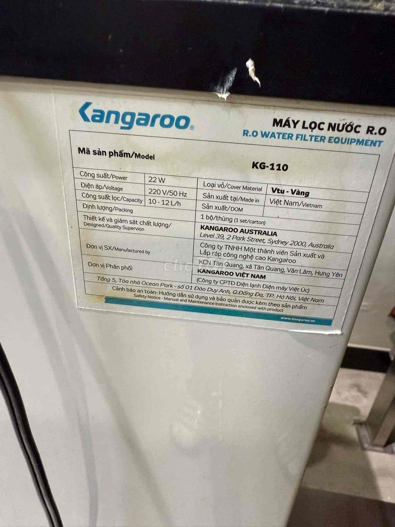 máy lọc nước kangaroo tặng lại 2 lõi lọc