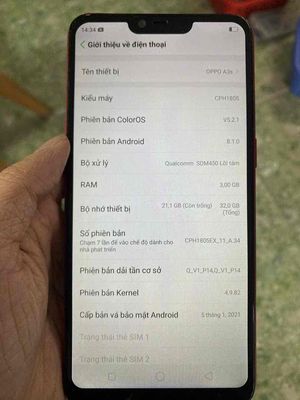 Oppo A3S. Mua bán Điện thoại tại Huyện Châu Thành Tiền Giang được đăng bởi Tín Nguyễn