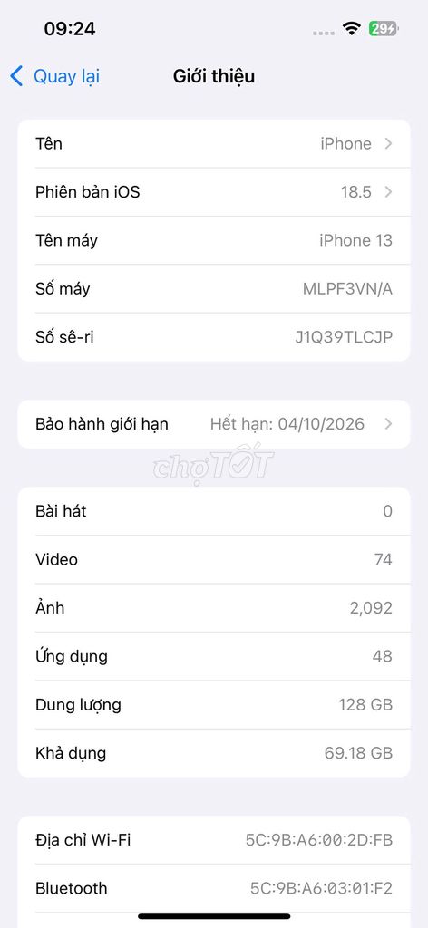 Apple iPhone 13 128GB Đen Nguyên vẹn. Mua bán Điện thoại tại Quận Tây Hồ Hà Nội được đăng bởi Ngọc Chi Lê hình 1