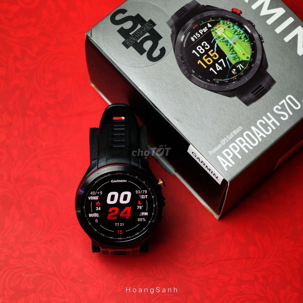 Đồng hồ Golf Garmin Approach S70 Đen Đỏ 47mm 04/26. Mua bán Thiết bị đeo thông minh tại Quận 11 Tp Hồ Chí Minh được đăng bởi HOÀNG SANH SPORTS hình 1