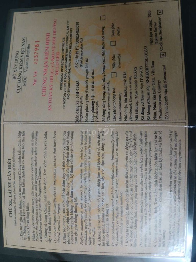 Kia k3000s,đ 2005,đăng kiểm mới,chính chủ,máy lạnh. Mua bán Xe tải, xe ben tại Thành phố Cao Lãnh Đồng Tháp được đăng bởi Nguyễn Văn Lê hình 5