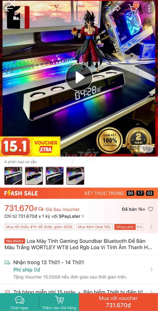 Loa soundbar Bluetooth Trắng Đèn LED RGB Mới 97%. Mua bán Tivi, Âm thanh tại Thành phố Rạch Giá Kiên Giang được đăng bởi Lê Vi hình 1