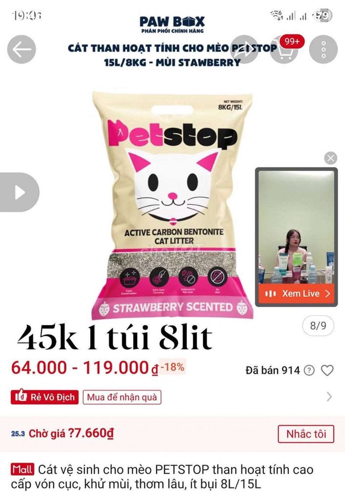 Cát vệ sinh Petstop than hoạt tính mùi cafe. Mua bán Phụ kiện, Thức ăn, Dịch vụ tại Quận Hà Đông Hà Nội được đăng bởi Lung linh hình 1