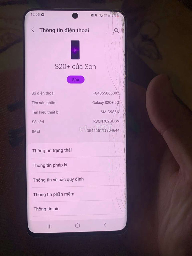 Samsung Galaxy S20+ 5G 128GB Tím. Mua bán Điện thoại tại Quận Thanh Xuân Hà Nội được đăng bởi Duy Sơn hình 1