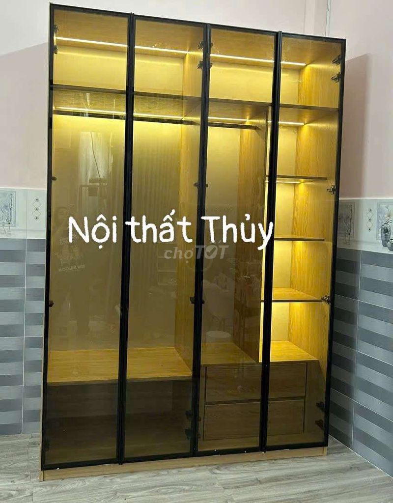 Tủ quần áo cánh kính cường lực khung nhôm. Mua bán Tủ, kệ gia đình tại Quận 7 Tp Hồ Chí Minh được đăng bởi Phương thủy hình 1