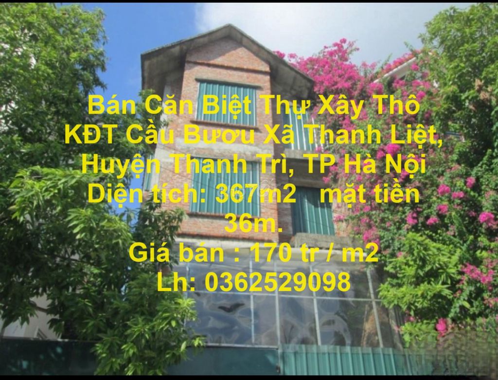 Biệt Thự Xây Thô KĐT Cầu Bươu Xã Thanh Liệt, Huyện Thanh Trì,TP Hà Nội