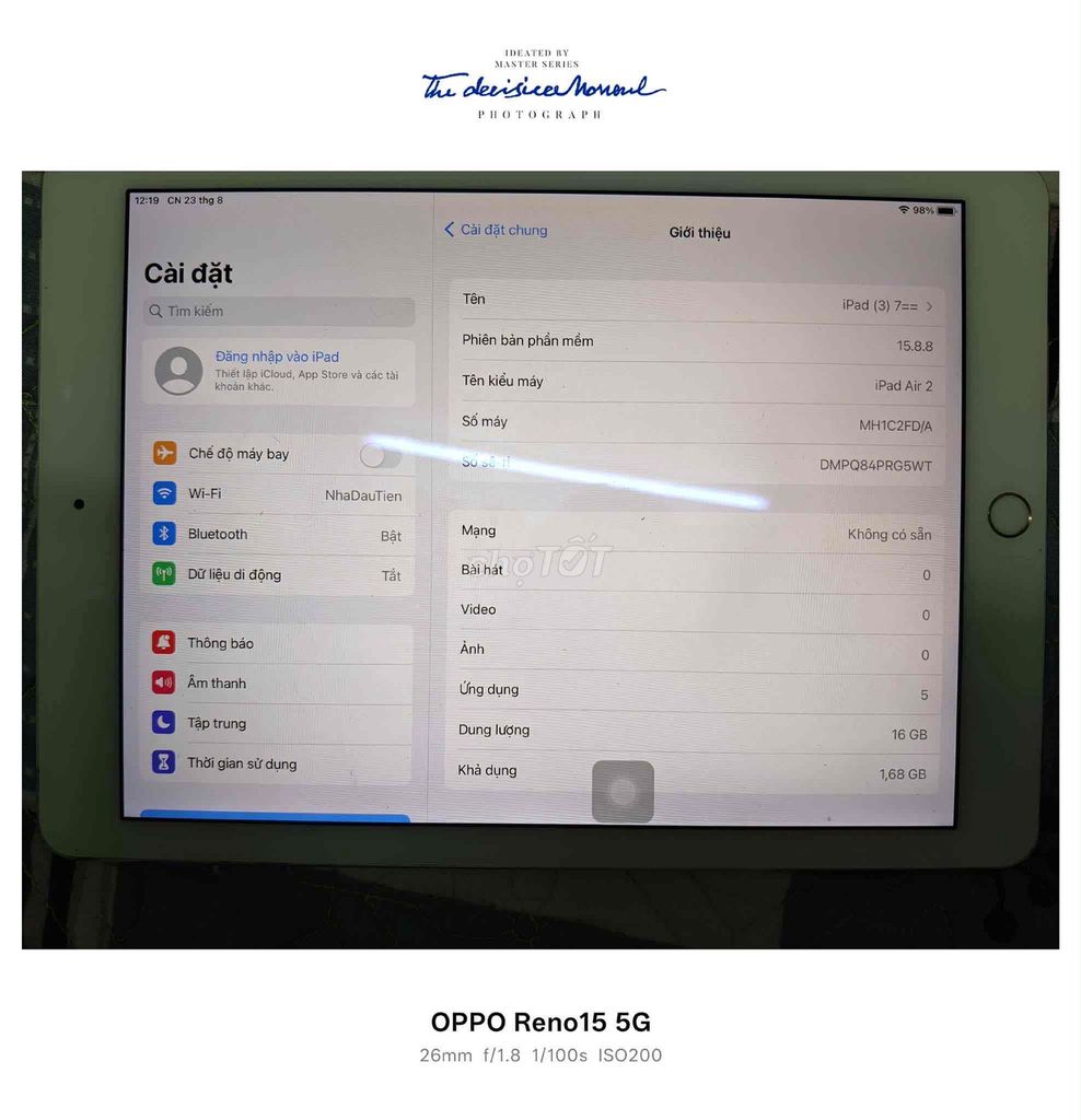 iPad Air 2 Wifi + 4G 16GB Vàng Đã sử dụng zin ful. Mua bán Máy tính bảng tại Quận Bình Tân Tp Hồ Chí Minh được đăng bởi asakura hình 1