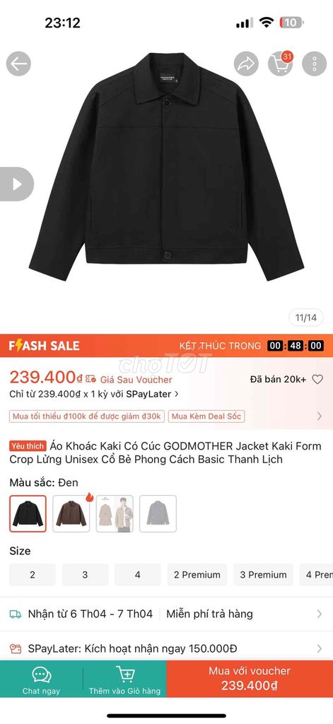 Áo khoác GODMOTHER Unisex Đen size 3. Mua bán Quần áo tại Quận Ngũ Hành Sơn Đà Nẵng được đăng bởi Thanh Yên hình 1