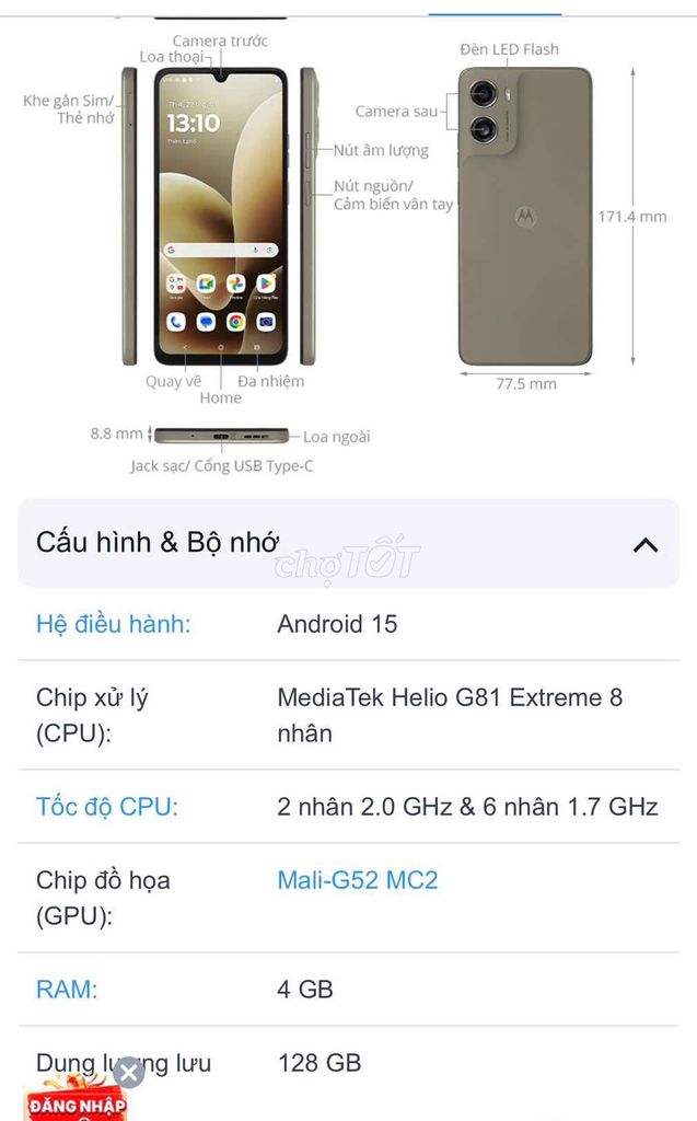 Motorola G06 Power 4GB/128GB Xám. Mua bán Điện thoại tại Thành phố Vĩnh Long Vĩnh Long được đăng bởi Đặng hoàng sơn hình 1