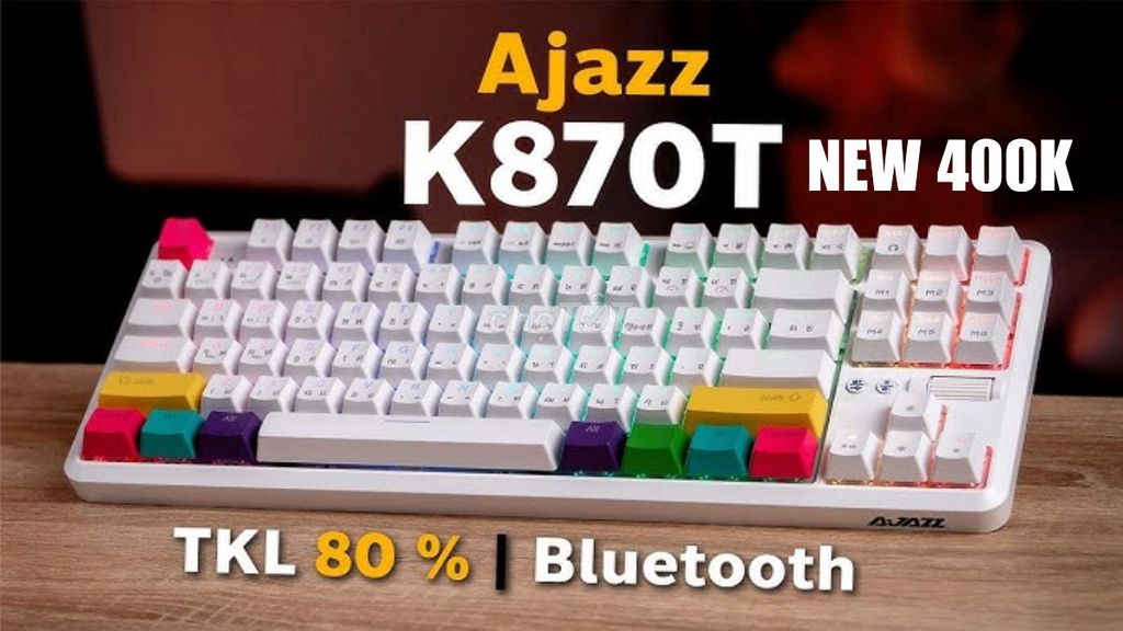 Bàn phím cơ Ajazz K870T RGB Bluetooth White NEW