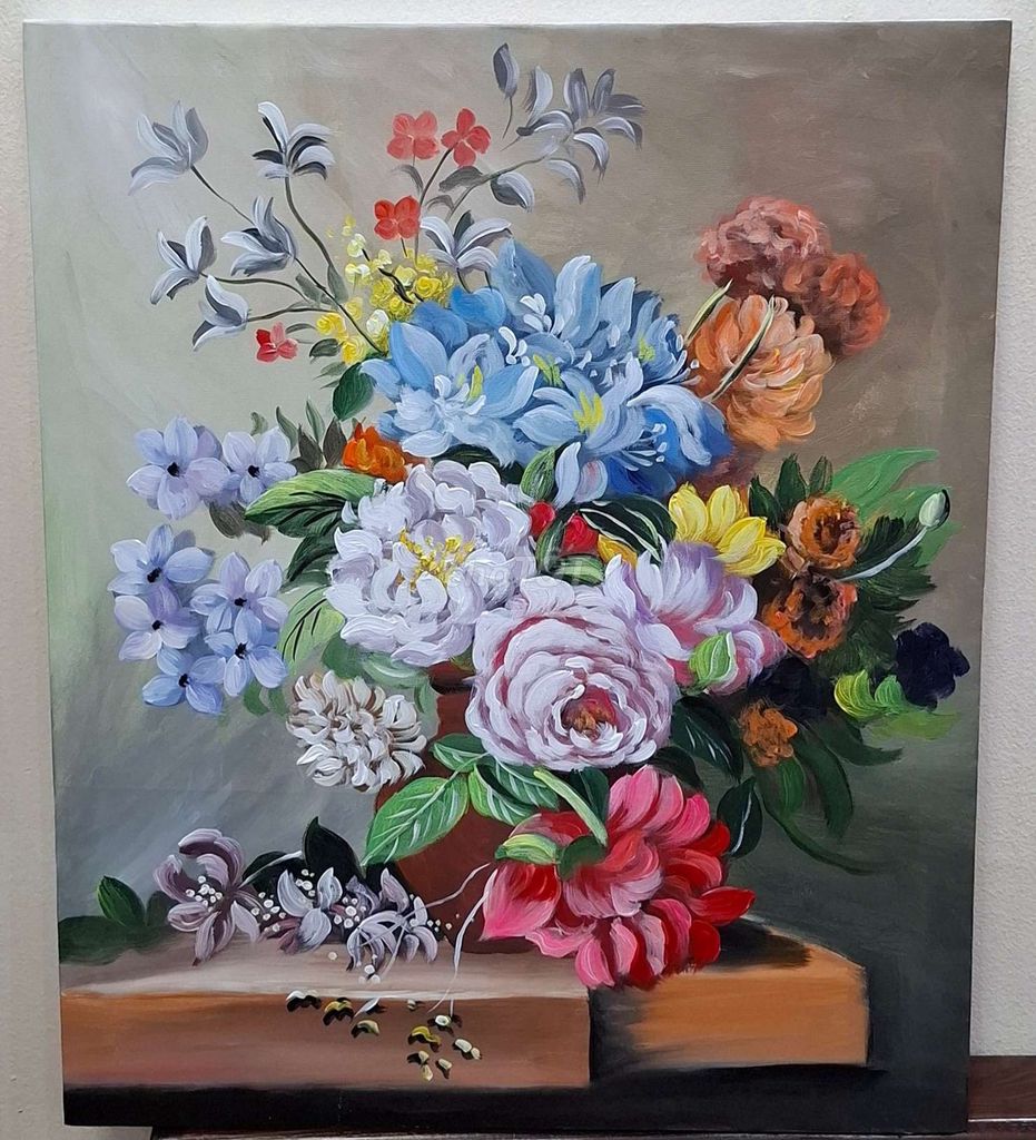 Tranh sơn dầu Hoa khổ 50x60. Mua bán Đồ sưu tầm, đồ cổ tại Huyện Gia Lâm Hà Nội được đăng bởi Tranh Sơn Dầu MTGVN hình 1