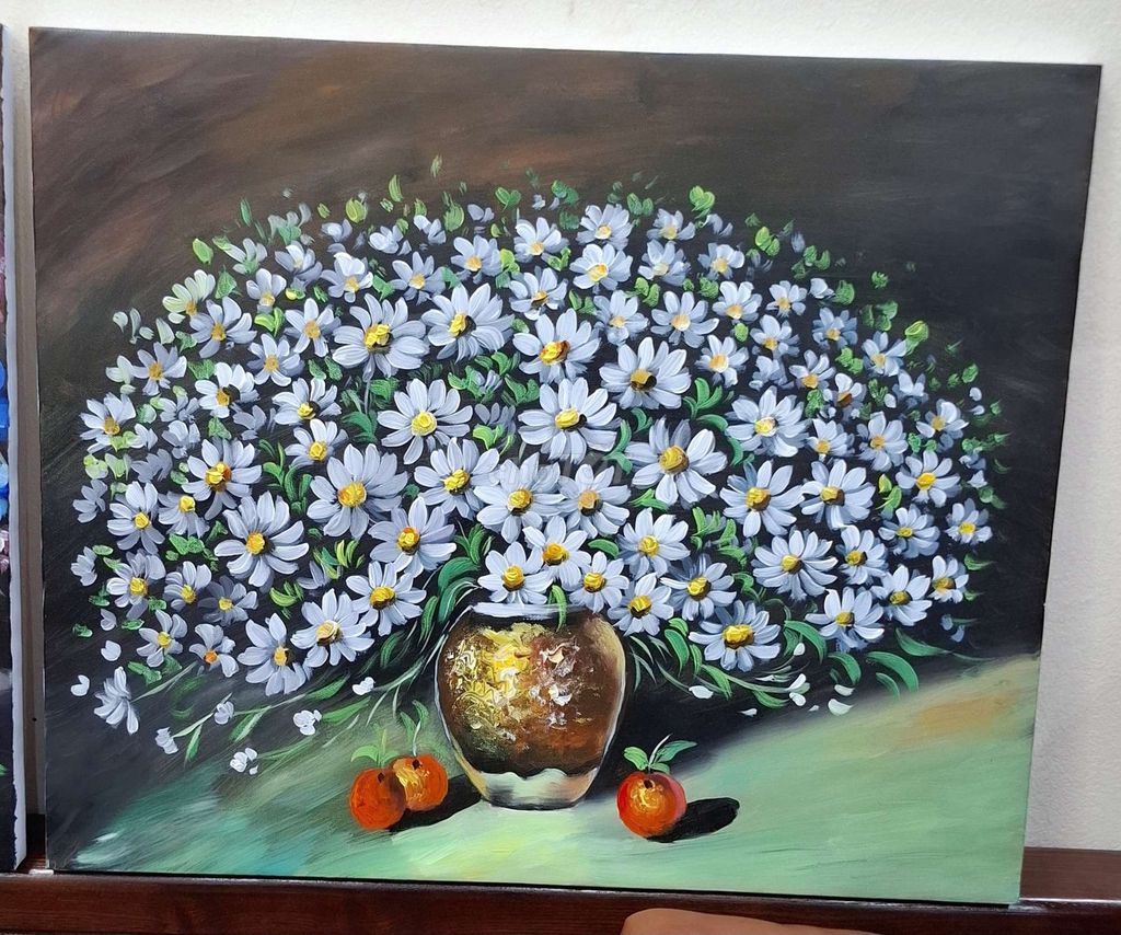 Tranh sơn dầu Hoa cúc khổ 50x60. Mua bán Đồ sưu tầm, đồ cổ tại Huyện Gia Lâm Hà Nội được đăng bởi Tranh Sơn Dầu MTGVN hình 1