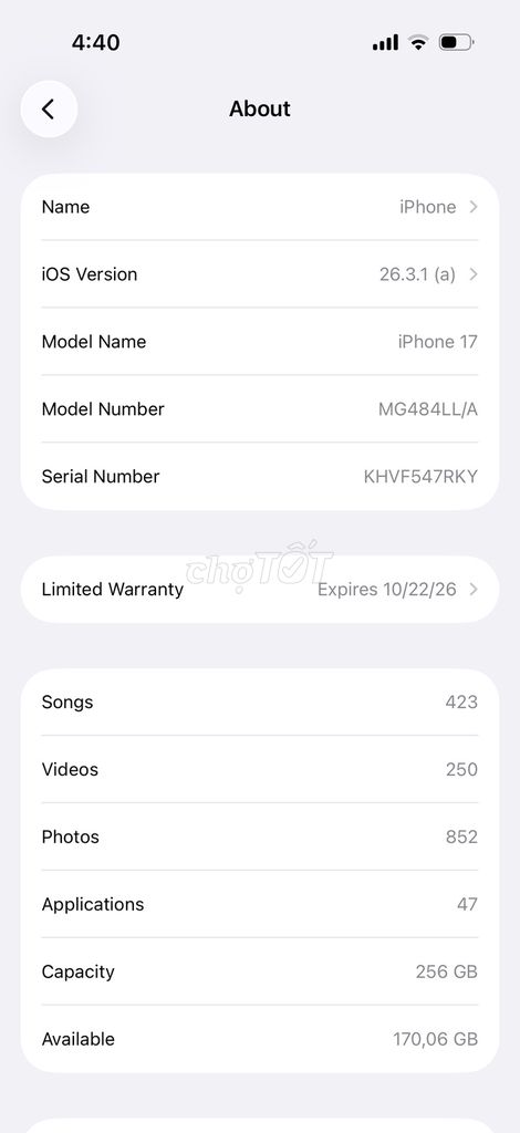 Apple iPhone 17 256GB Xanh dương. Mua bán Điện thoại tại Quận 8 Tp Hồ Chí Minh được đăng bởi Nguyen Thanh Trung hình 1
