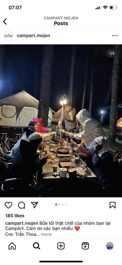 Gói dịch vụ cắm trại 1 đêm ở CampArt by mợ jen