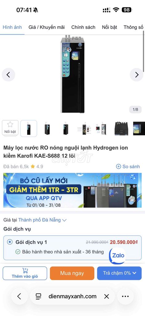 Máy lọc nước Karofi KAE-S688 RO Hydrogen 12 lõi. Mua bán Bếp, lò, đồ điện nhà bếp tại Quận Liên Chiểu Đà Nẵng được đăng bởi Tùng hình 1