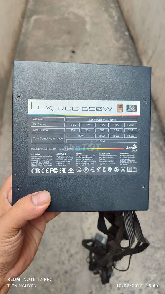 Nguồn Lux 650w plus bronze, led rgb.