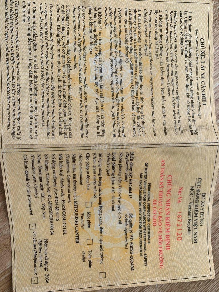 Mitsu fuso  4Tấn đời 2011 thùng dài 5,2m. Mua bán Xe tải, xe ben tại Thành phố Thủ Dầu Một Bình Dương được đăng bởi Hoàng Thiện hình 6