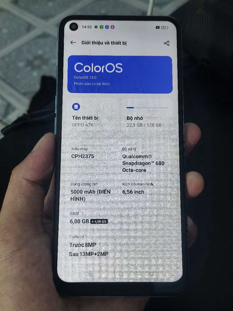 OPPO A76 128GB Xanh. Mua bán Điện thoại tại Quận 12 Tp Hồ Chí Minh được đăng bởi Quân hình 1