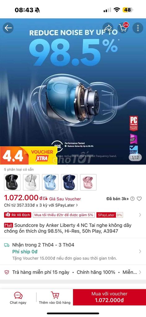 Tai nghe Soundcore Liberty 4 NC. Mua bán Tivi, Âm thanh tại Quận Long Biên Hà Nội được đăng bởi TRẦN ĐỨC ANH hình 1
