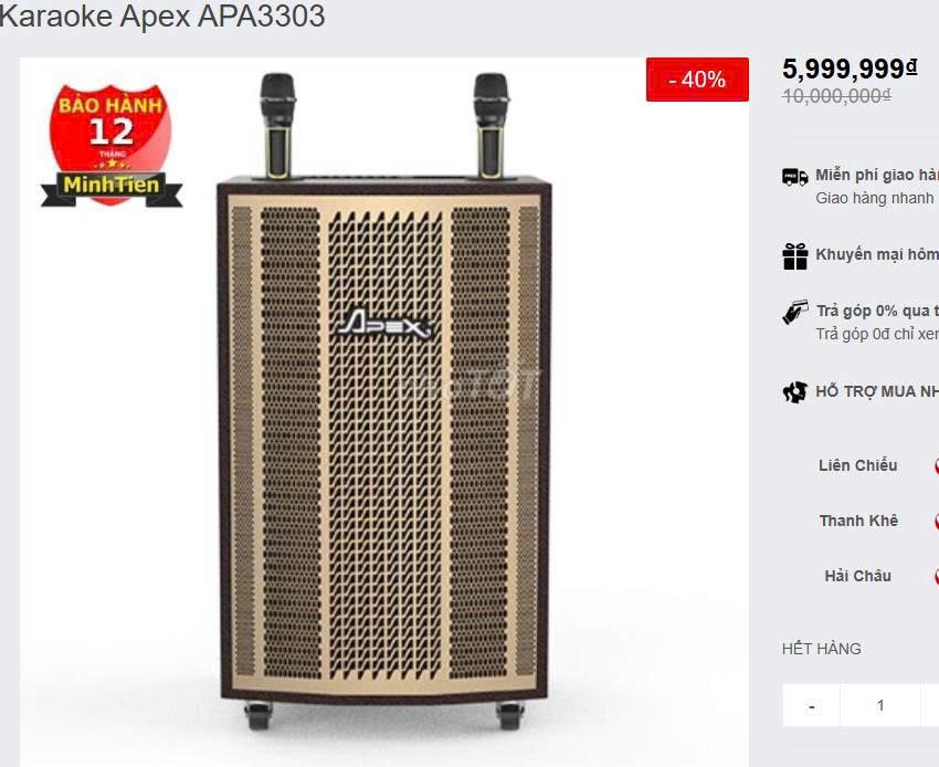 Loa kéo Karaoke Apex APA3303 Công suất : 780W. Mua bán Tivi, Âm thanh tại Quận 11 Tp Hồ Chí Minh được đăng bởi GIA PHÁT ĐIỆN MÁY SỈ LẺ hình 3