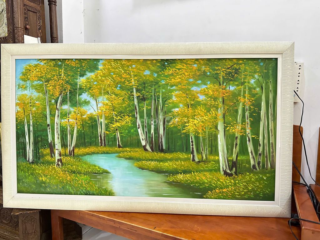 Tranh Sơn dầu phong cảnh rừng cây lá vàng mùa thu. Mua bán Đồ sưu tầm, đồ cổ tại Quận Gò Vấp Tp Hồ Chí Minh được đăng bởi Ngọc Mai hình 1