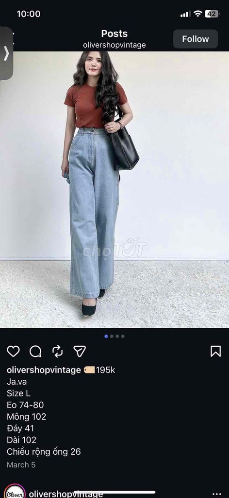 Quần Jeans nữ Ja.va size L. Mua bán Quần áo tại Quận Tây Hồ Hà Nội được đăng bởi Tố Linh Nguyễn hình 1