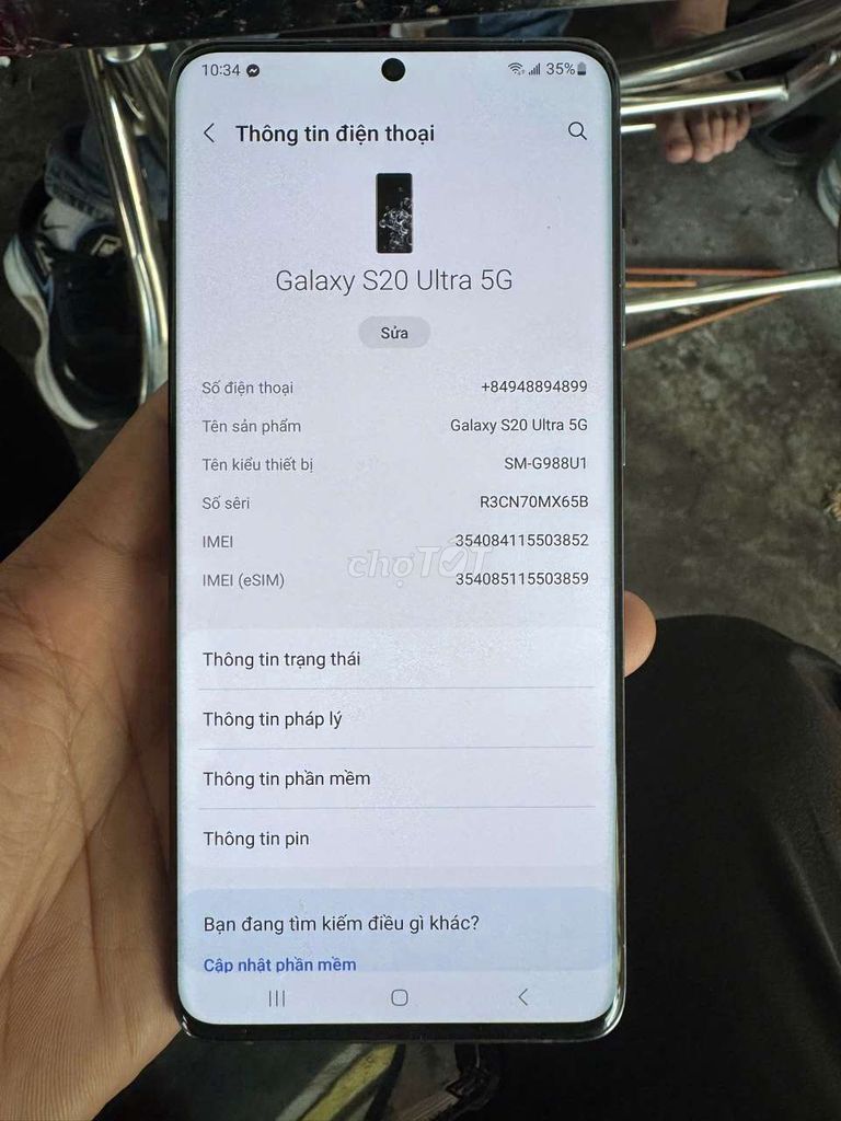 Samsung S20 Ultra 5G 128GB Xám 12GB Like New. Mua bán Điện thoại tại Thành phố Nam Định Nam Định được đăng bởi Nhat nam hình 1