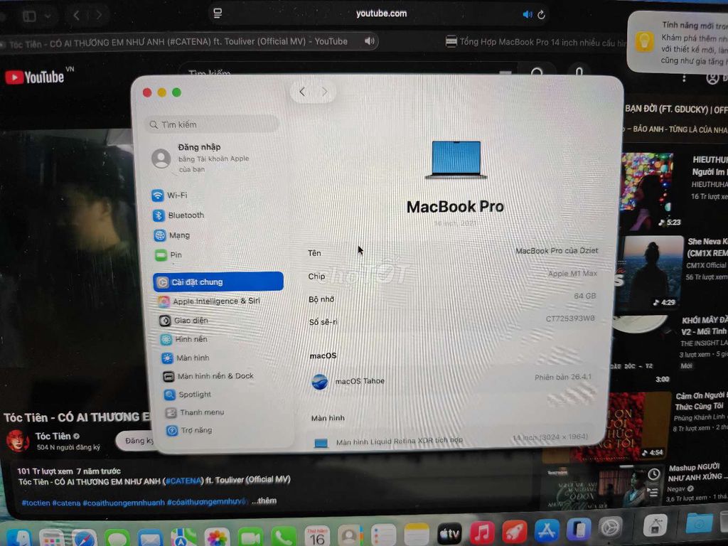 Apple MacBook Pro M1 Max 14 inch 64GB/1TB. Mua bán Laptop tại Quận Gò Vấp Tp Hồ Chí Minh được đăng bởi Nguyễn Việt Quang hình 1