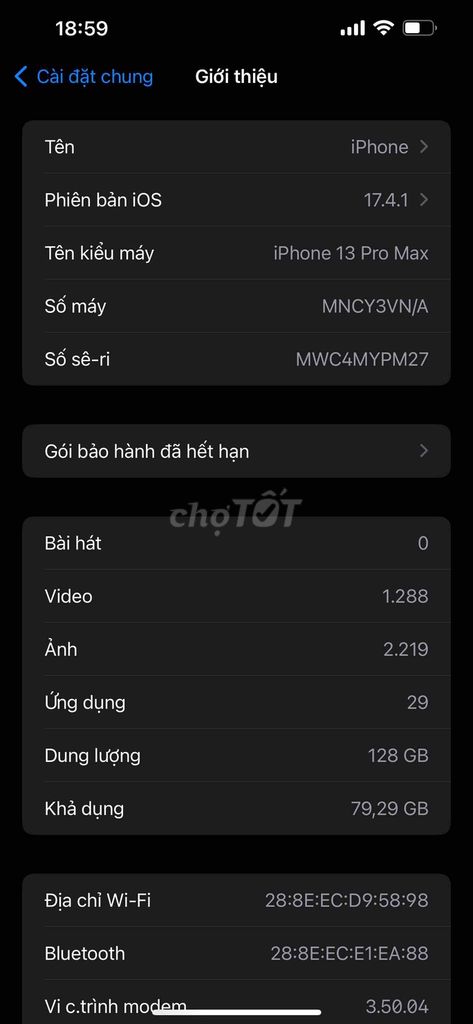 IPHONE 13PRO MAX VNA-128GB, HÀNG ĐIỆN MÁY XANH