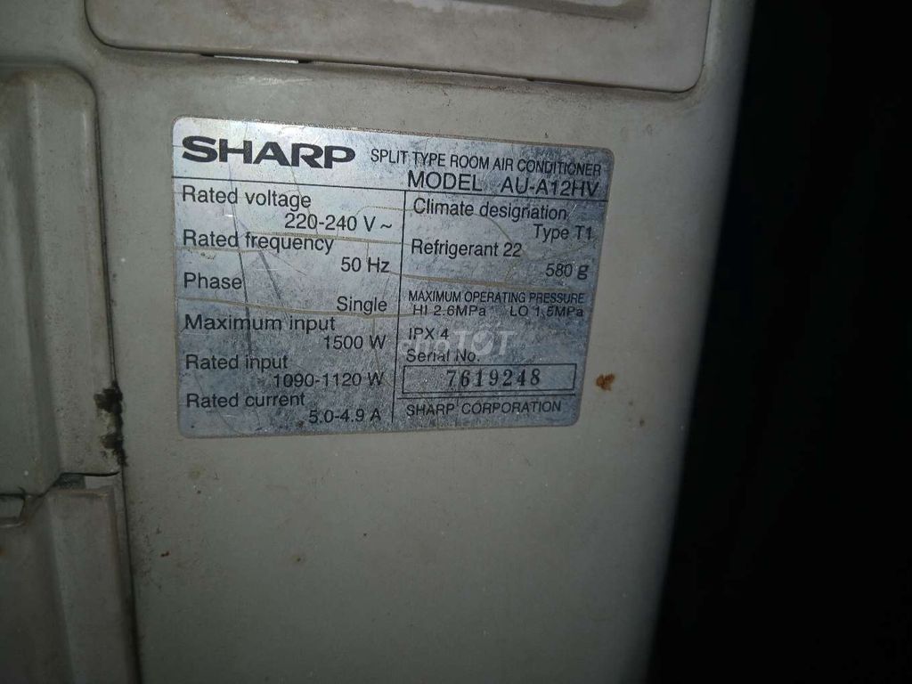 Điều hòa Sharp AU-A12HV 12000 BTU Trắng. Mua bán Máy lạnh, điều hoà tại Quận Tân Phú Tp Hồ Chí Minh được đăng bởi phan thanh hình 1