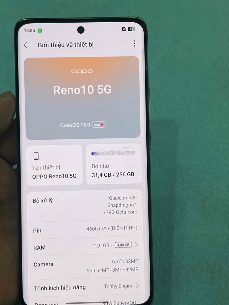 Oppo Reno10 5G 256GB Đa sắc. Mua bán Điện thoại tại Quận Hoàng Mai Hà Nội được đăng bởi undefined hình 1
