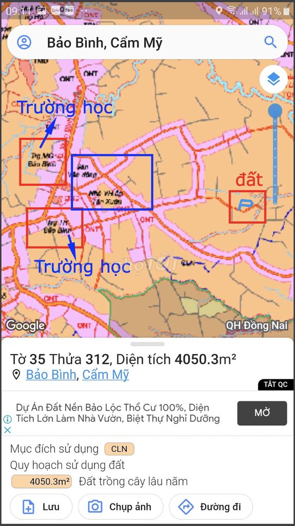 Bán lô 4 sào chỉ 750 tr/sào ngay UBND xã Bảo Bình