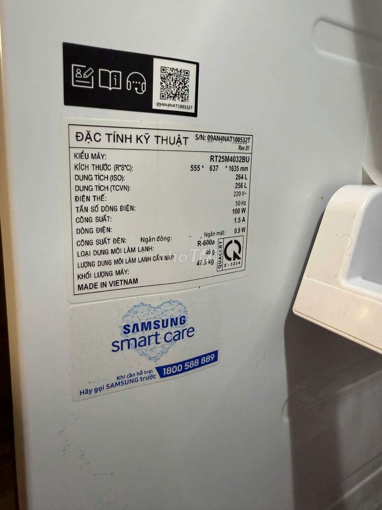 Thanh lý tủ lạnh Samsung 256l cho ai cần