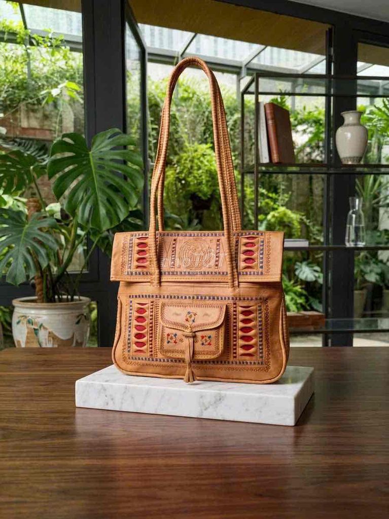 Túi tote Nữ Da mộc Nâu 32x28x6cm. Mua bán Túi xách tại Huyện Nhà Bè Tp Hồ Chí Minh được đăng bởi túi xách nam nữ đồ si da thật hình 1