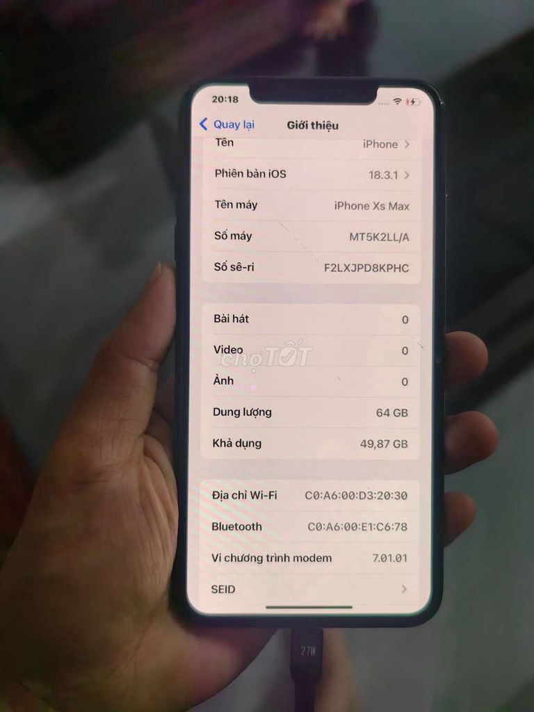 Apple iPhone Xs Max 64GB Đen Đã sử dụng. Mua bán Điện thoại tại Huyện Hưng Nguyên Nghệ An được đăng bởi 1122o hình 1